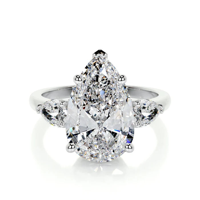 5 CT Pear Three Stone Diamond Ring