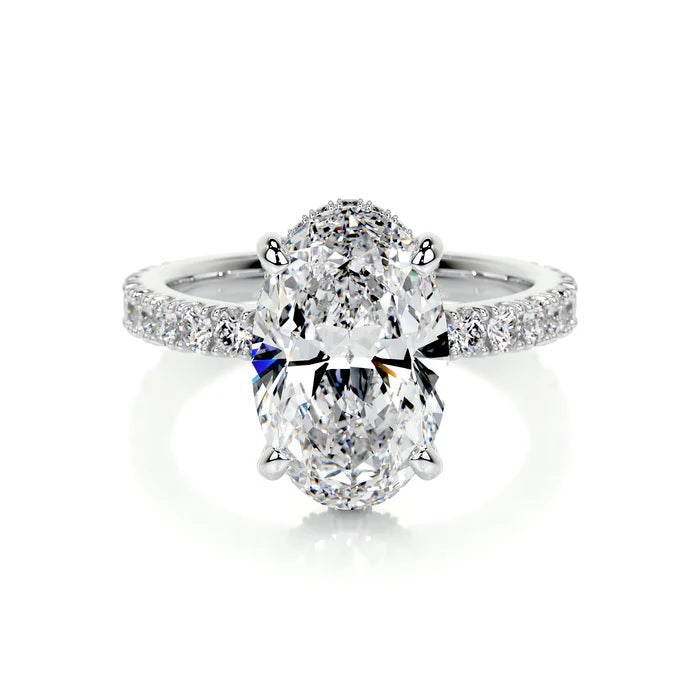3 CT Oval Solitaire Diamond Accent Ring