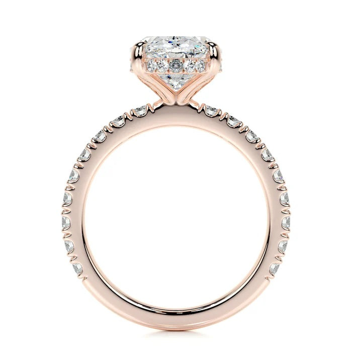 3 CT Oval Solitaire Diamond Accent Ring