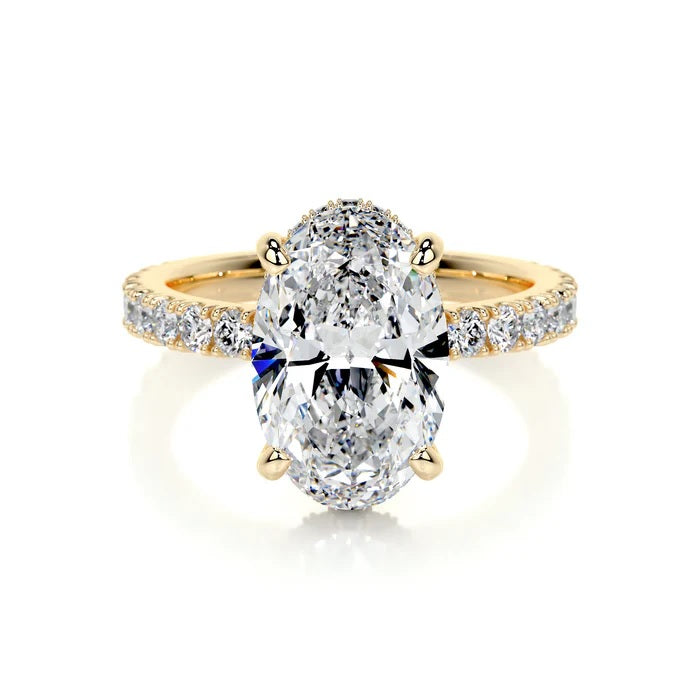 3 CT Oval Solitaire Diamond Accent Ring