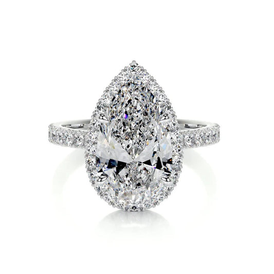 3 CT Solitaire Pear Accent Ring