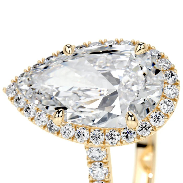 3 CT Solitaire Pear Accent Ring