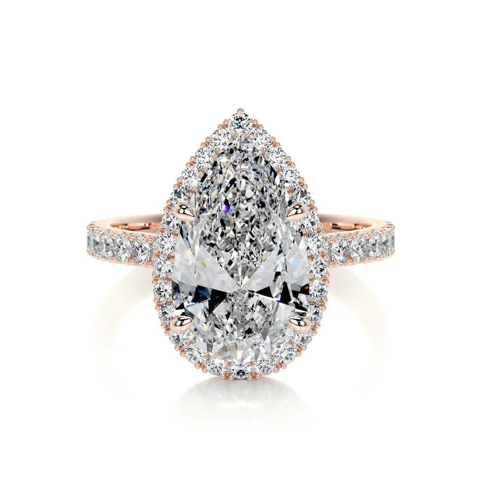 3 CT Solitaire Pear Accent Ring