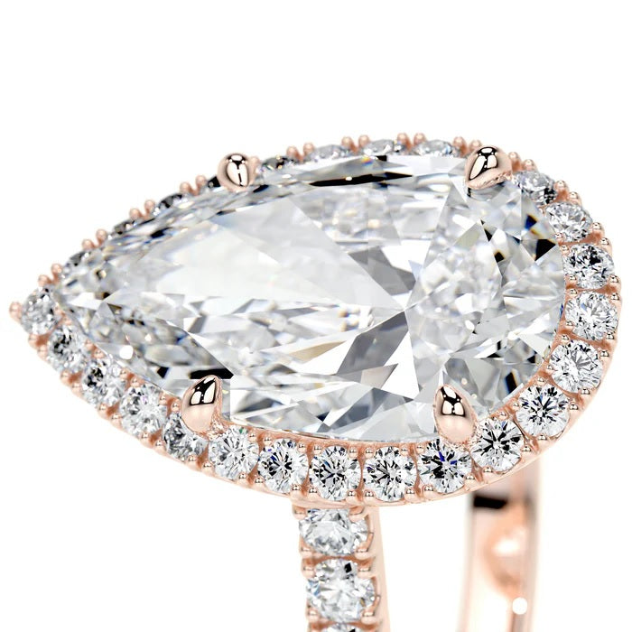 3 CT Solitaire Pear Accent Ring