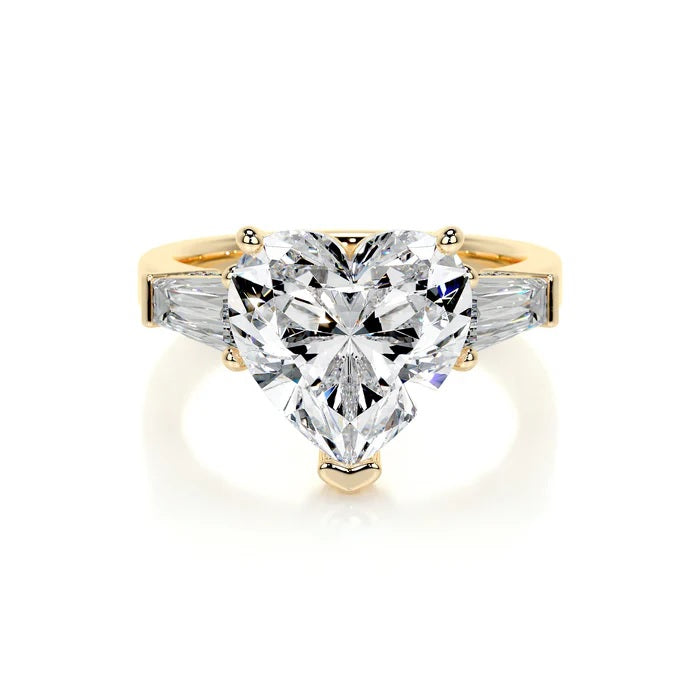 3 CT Solitaire Heart Three Stone Diamond Ring