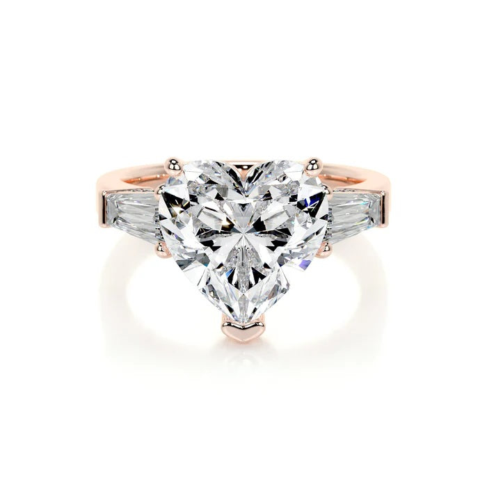 3 CT Solitaire Heart Three Stone Diamond Ring