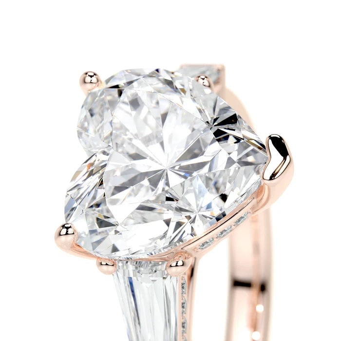3 CT Solitaire Heart Three Stone Diamond Ring