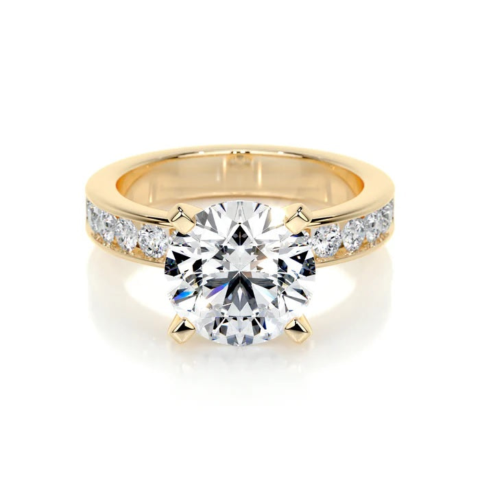 3 CT Brilliant Round Solitaire Accent Ring