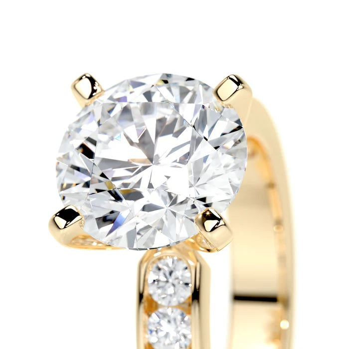 3 CT Brilliant Round Solitaire Accent Ring