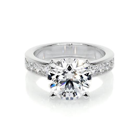 3 CT Brilliant Round Solitaire Accent Ring