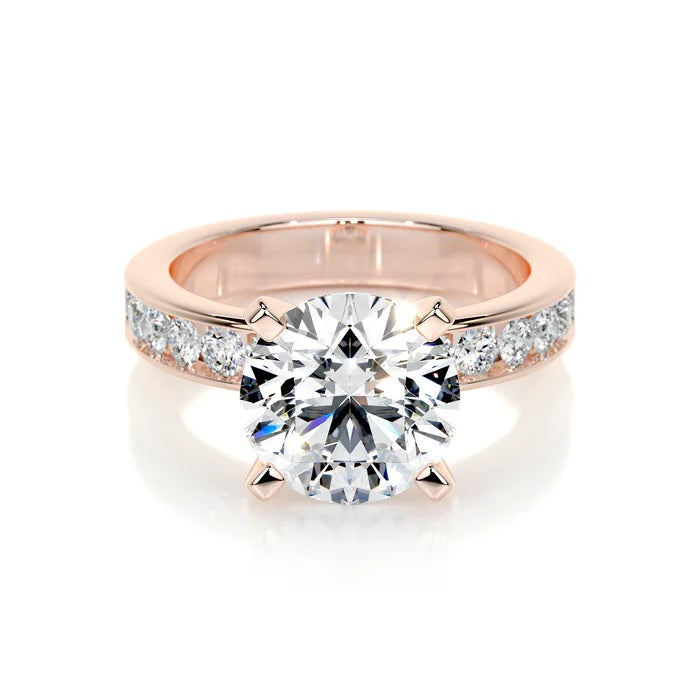 3 CT Brilliant Round Solitaire Accent Ring