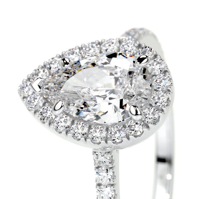 1 CT Pear Halo Ring