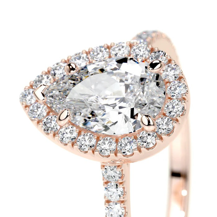 1 CT Pear Halo Ring