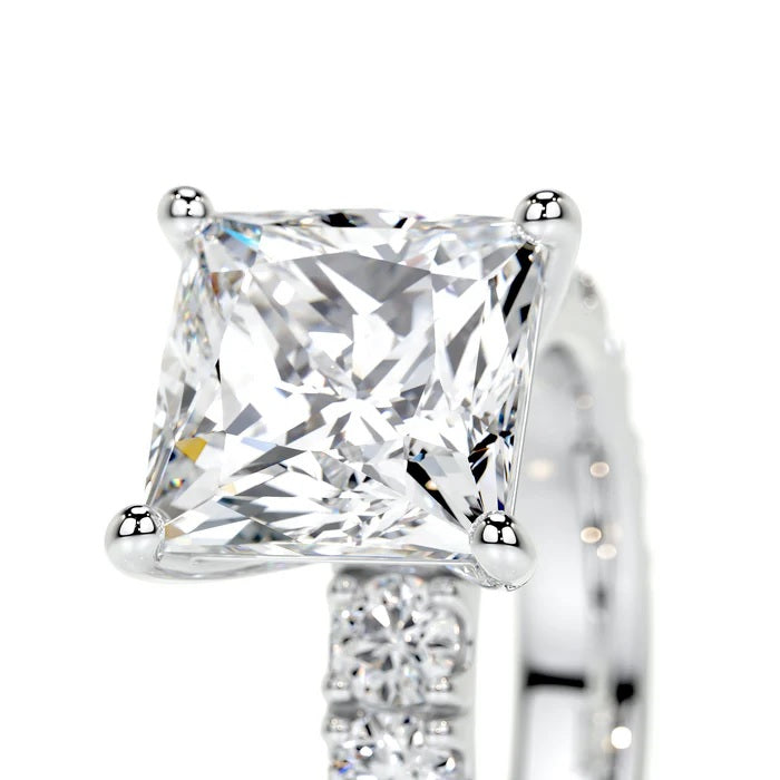3 CT Solitaire Princess Accent Ring