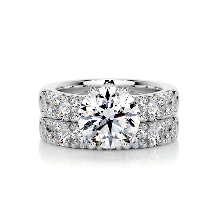 3 CT Solitaire Brilliant Round Diamond Ring with Matching band