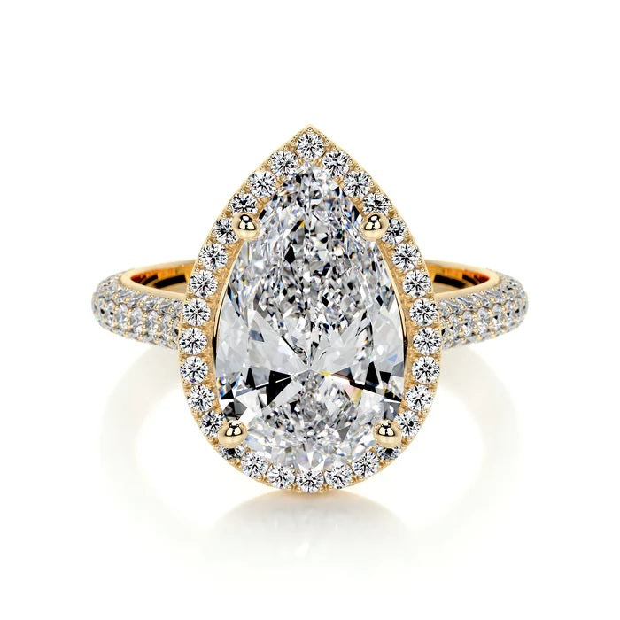 3 CT Solitaire Pear Diamond Accent Ring