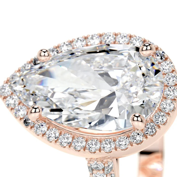 3 CT Solitaire Pear Diamond Accent Ring