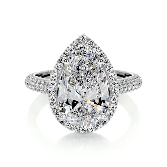 3 CT Solitaire Pear Diamond Accent Ring