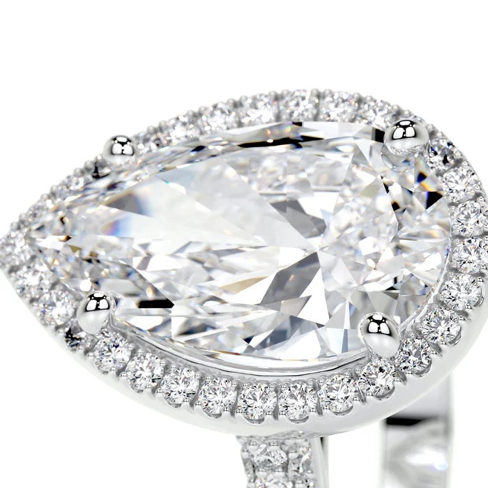 3 CT Solitaire Pear Diamond Accent Ring