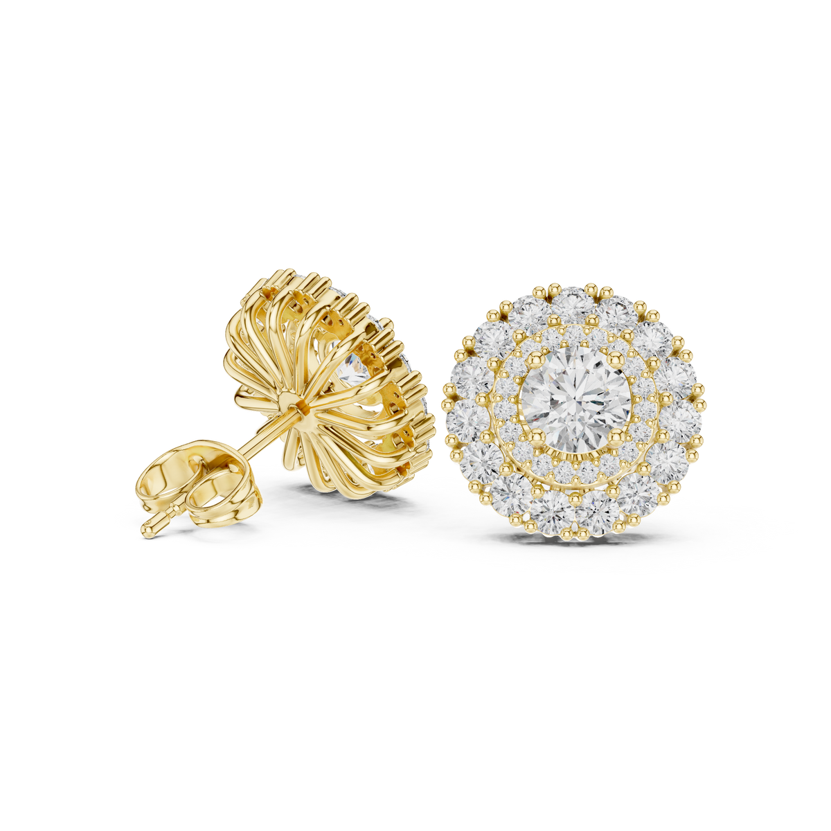 Veloria Round Floral Halo Studs