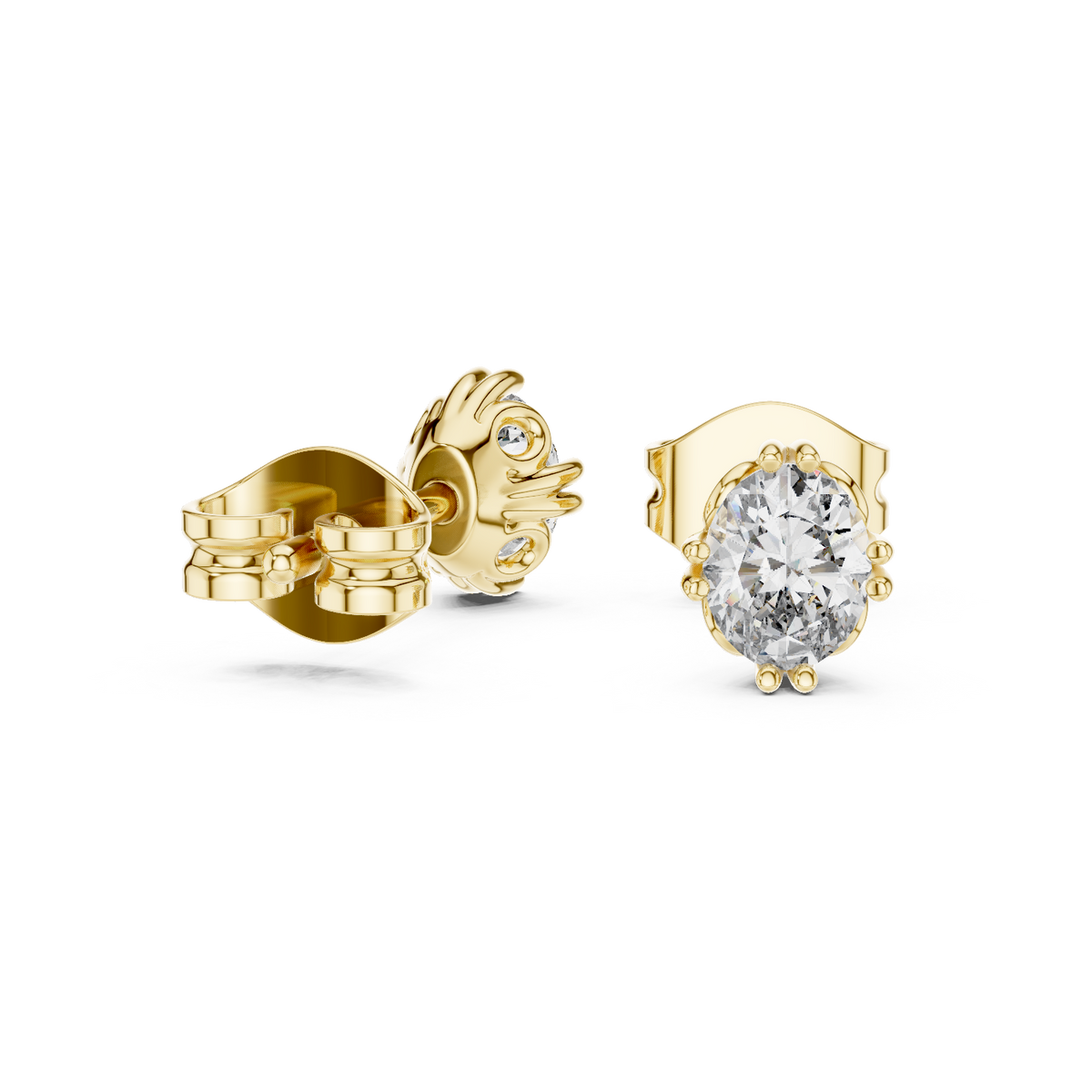 Elviera Oval Diamond Petal Studs