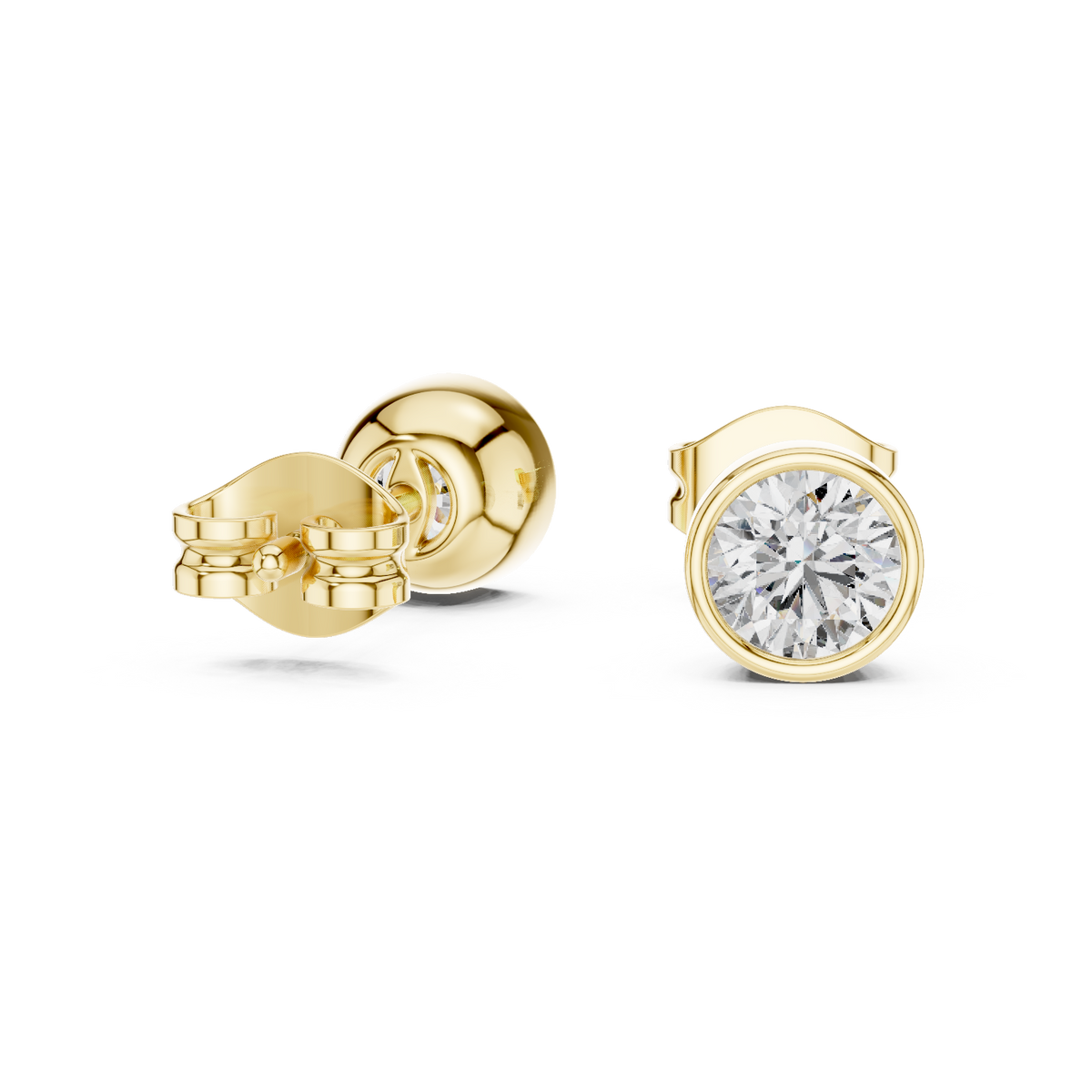 Avelisse Round Diamond Bezel Studs