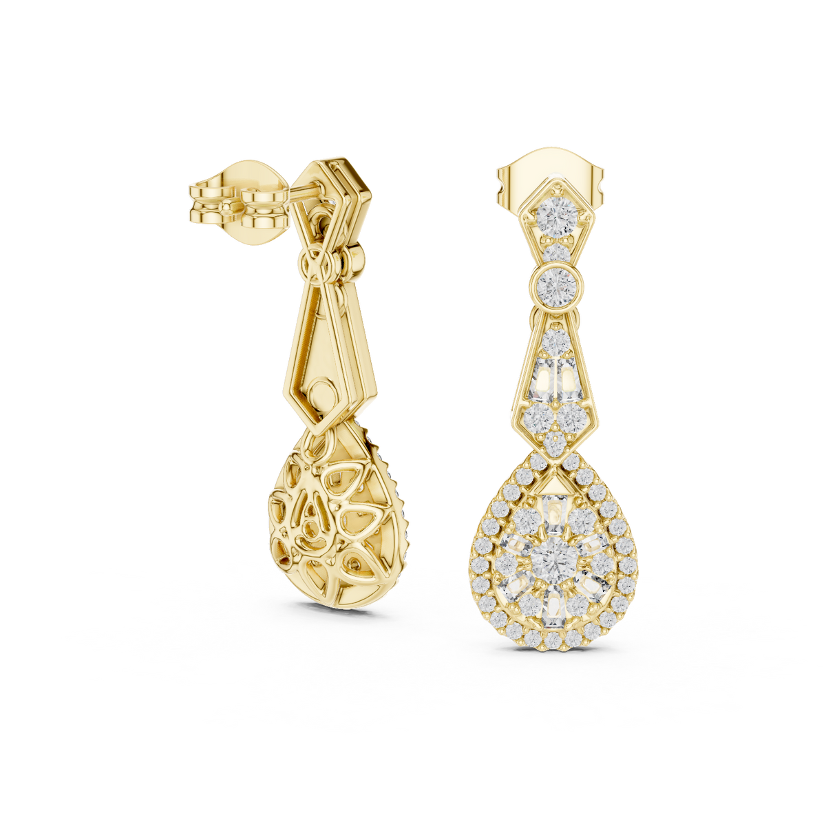Elowira Diamond Geometric Tear Drops