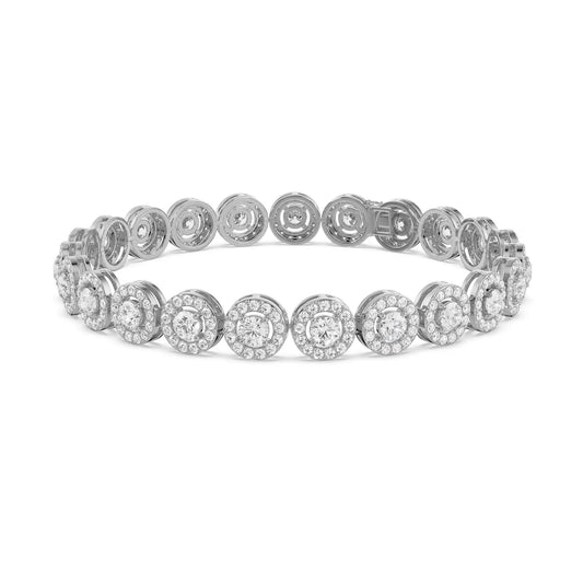 Round Halo Cocktail Diamond  Bracelet