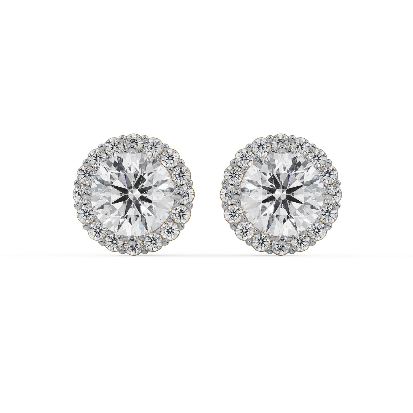 0.5 CT Halo Round Solitaire Studs earrings