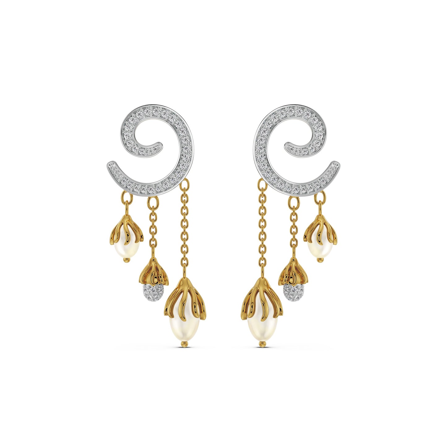 Pearl Drop Diamond Earrings
