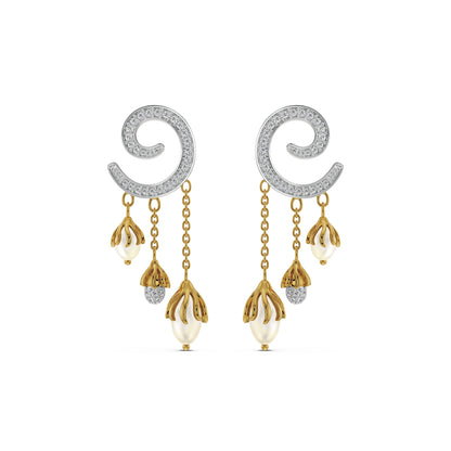 Pearl Drop Diamond Earrings