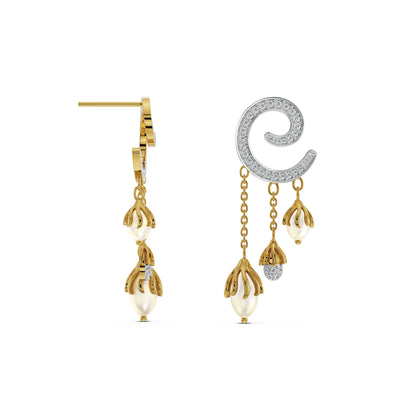Pearl Drop Diamond Earrings