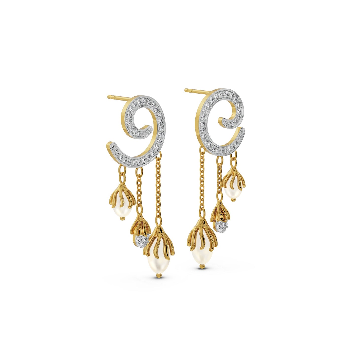 Pearl Drop Diamond Earrings