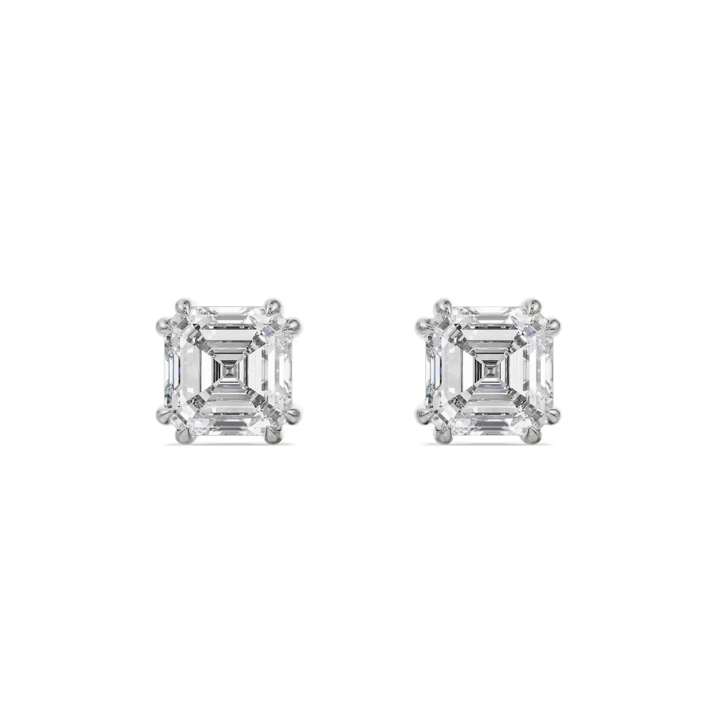 1 CT Asscher Diamond Studs Earrings