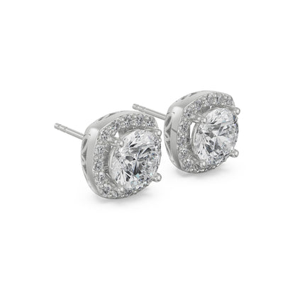 1 CT Halo Cushion Cut Studs Earrings