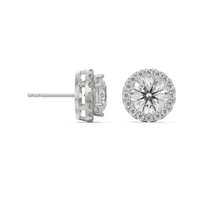 1 CT Brilliant Round Solitaire Halo Stud Earrings