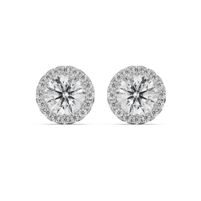 1 CT Brilliant Round Solitaire Halo Stud Earrings