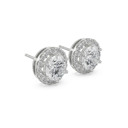 1 CT Brilliant Round Solitaire Halo Stud Earrings