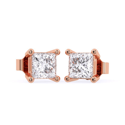 0.25cts Princess Solitaire Diamond Stud Earrings