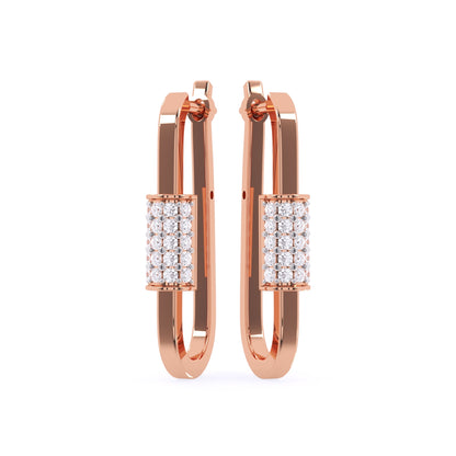 Fancy Round Diamond Hoops Earrings