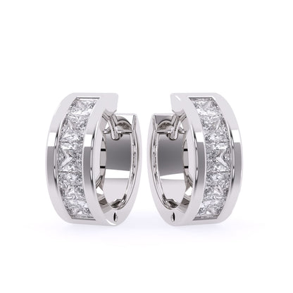Princess Cut Diamonds Hoops Earrings