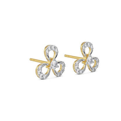 Blooming Floral Diamond Studs Earrings