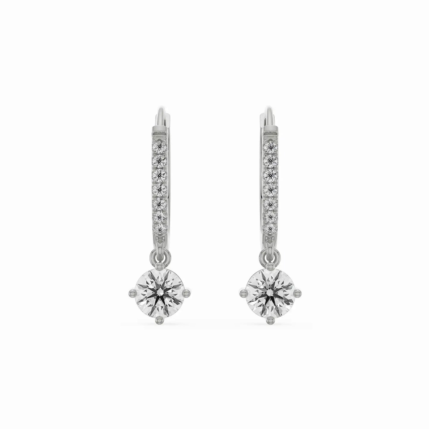 Elegant Round Diamond Drop Earring