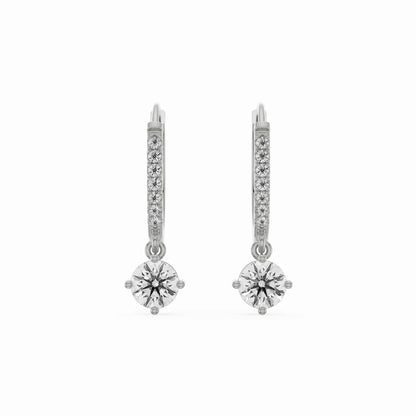 Elegant Round Diamond Drop Earring