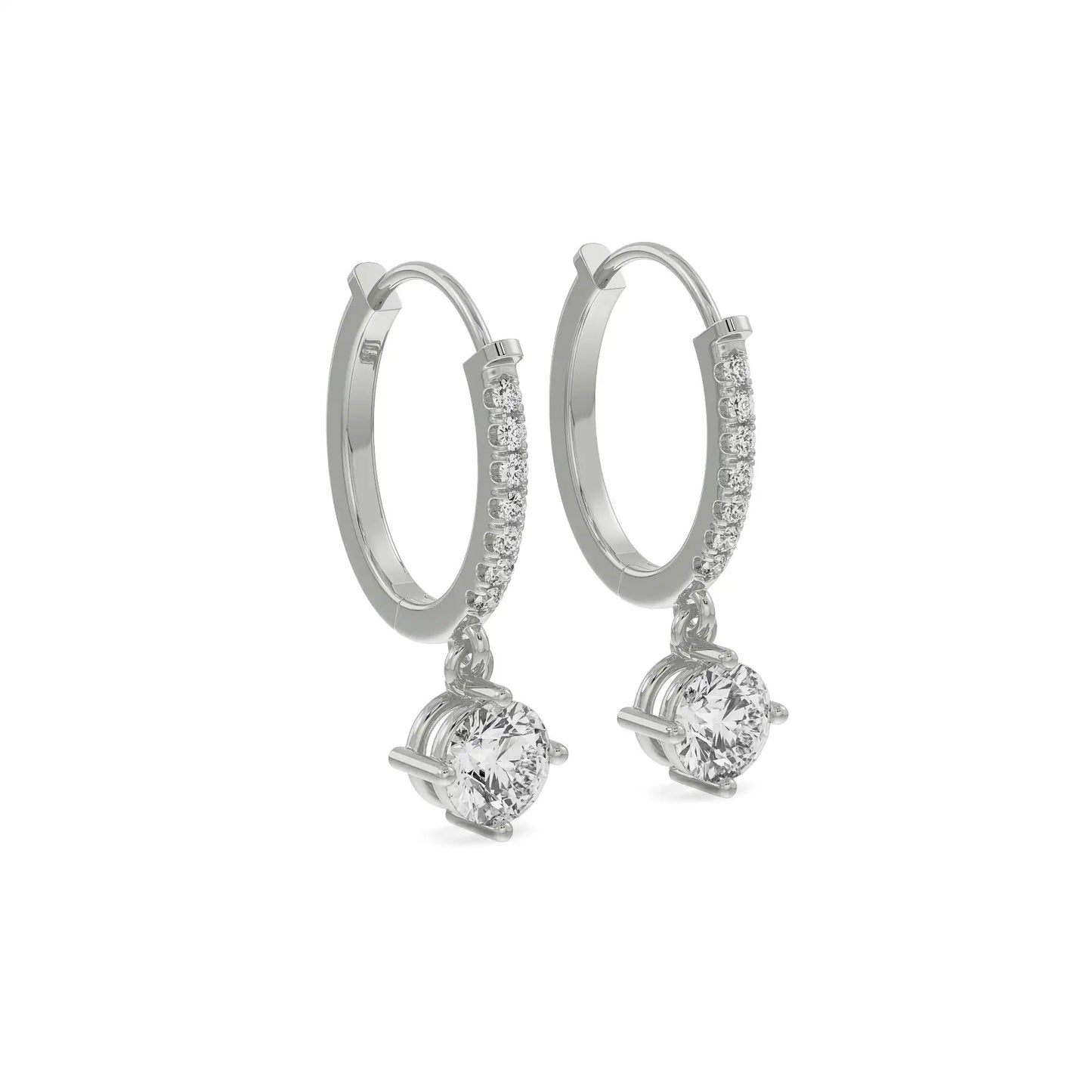Elegant Round Diamond Drop Earring