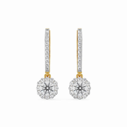 Brilliant Round Halo Dangler Earrings