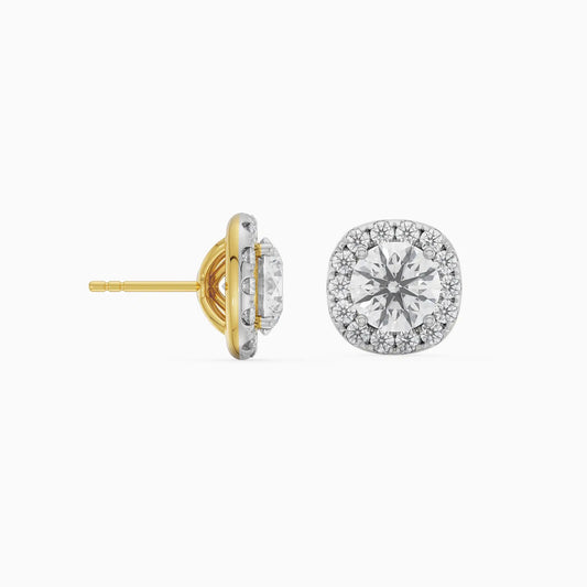 1 CT Cushion Halo Detachable Studs Earrings