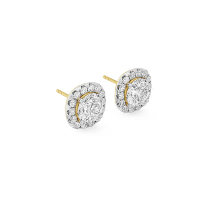 1 CT Cushion Halo Detachable Studs Earrings