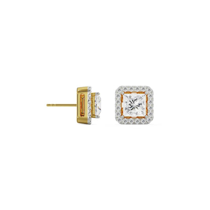 1 CT Princess Frame Diamond Studs Earrings