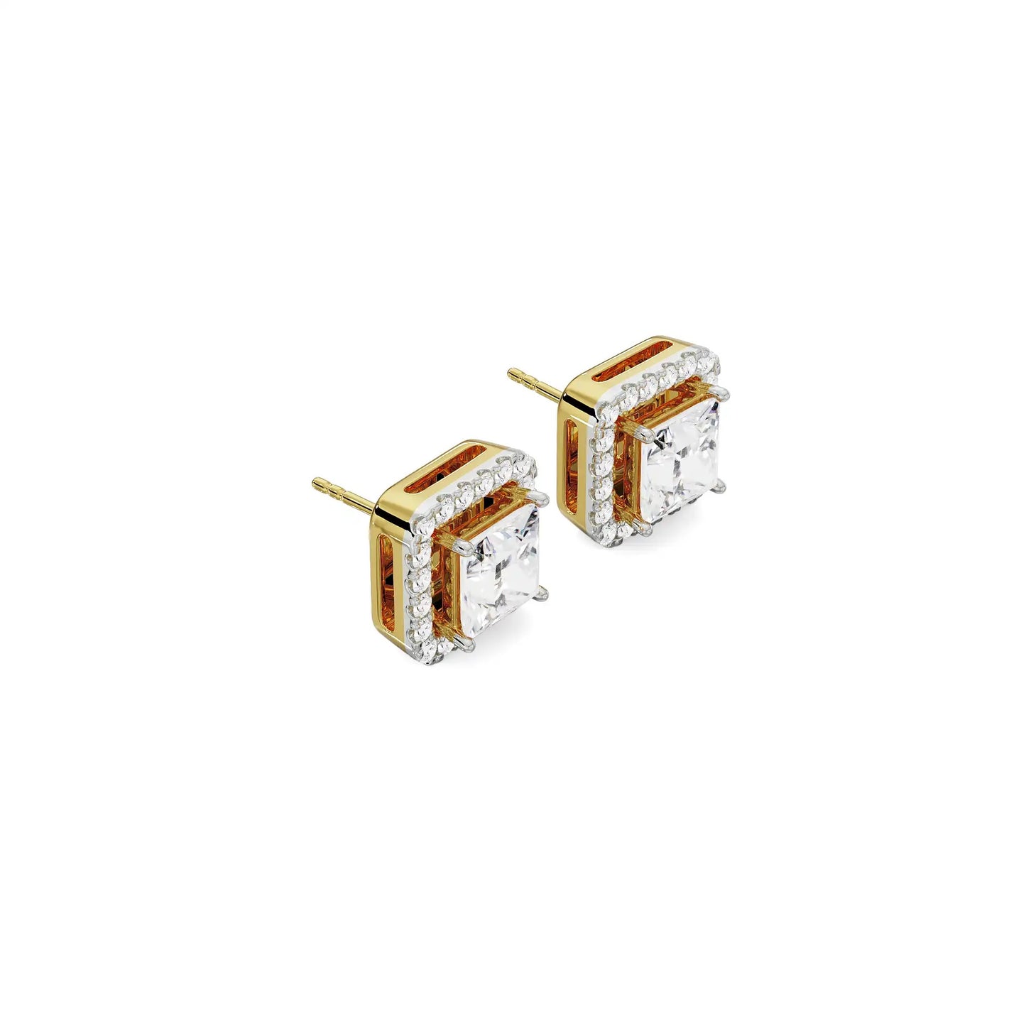 1 CT Princess Frame Diamond Studs Earrings